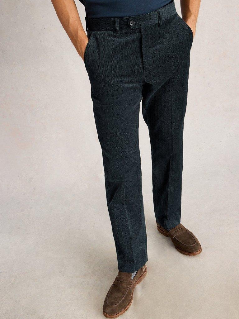 Herringbone Trouser in CHARC GREY - MODEL DETAIL