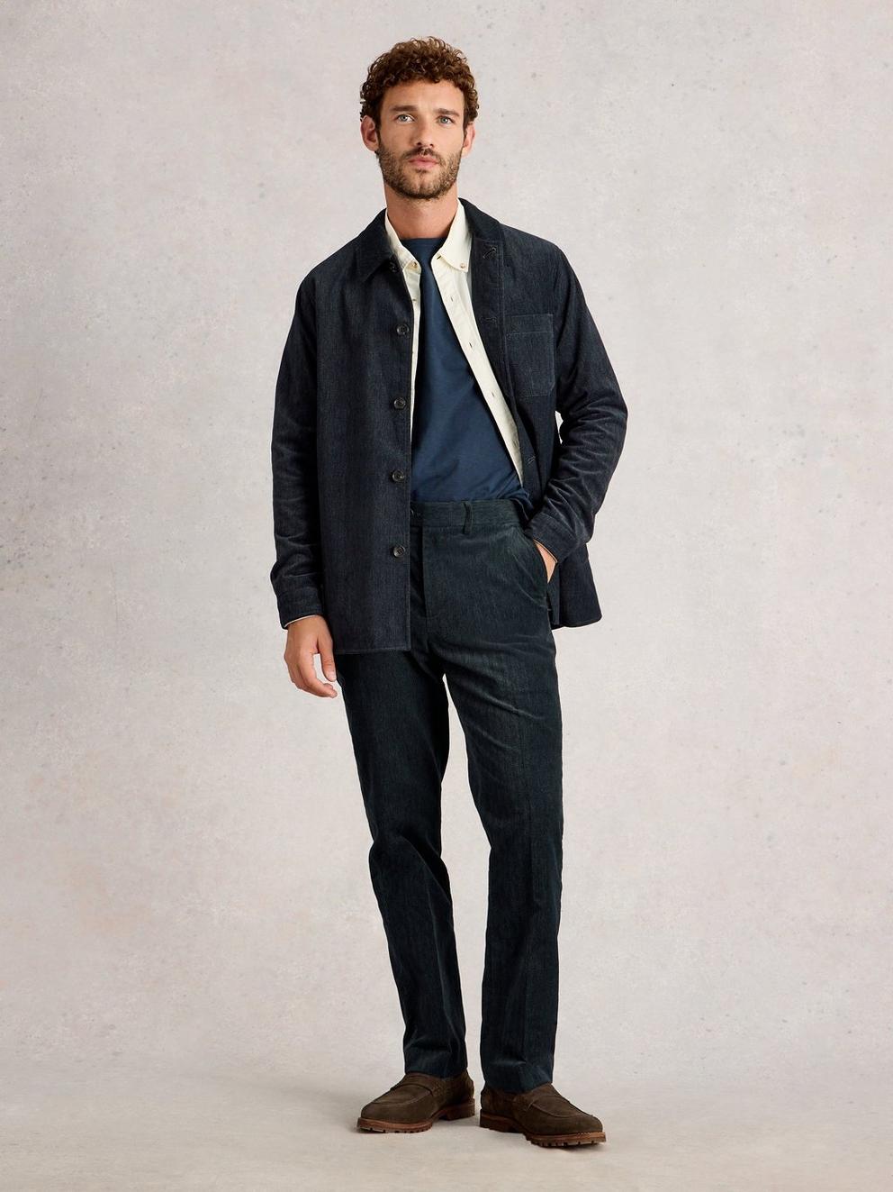 Herringbone Trouser in CHARC GREY - MODEL FRONT