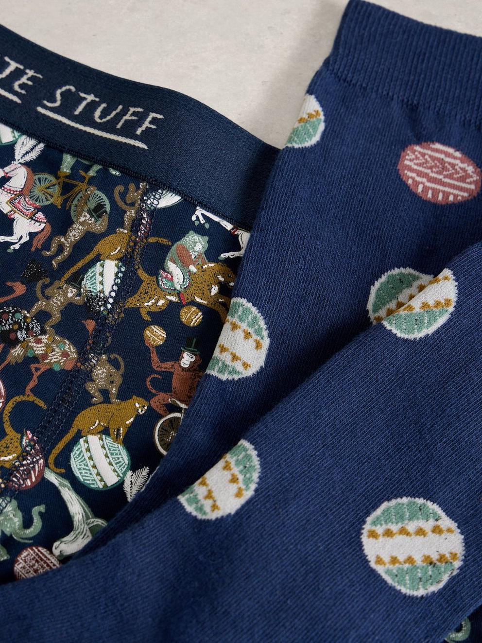 Boxers and Sock Gift Set in DARK NAVY - FLAT DETAIL