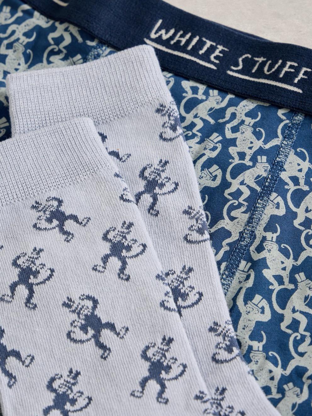 Boxers and Sock Gift Set in DK BLUE - FLAT DETAIL