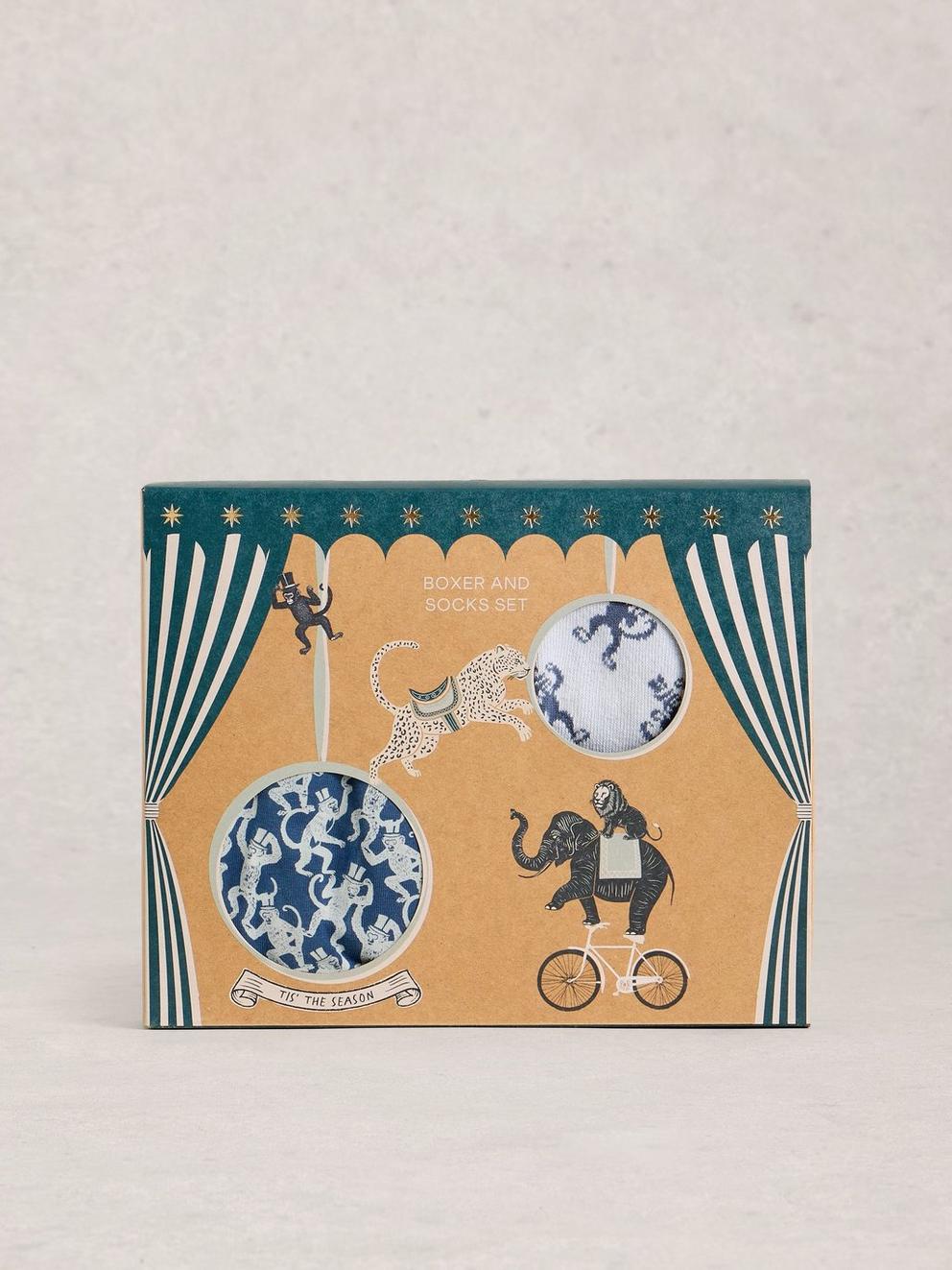 Boxers and Sock Gift Set in DK BLUE - MODEL FRONT