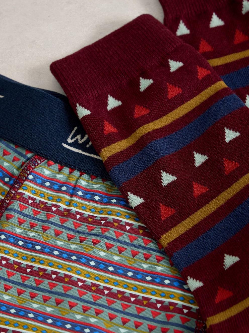 Boxers and Sock Gift Set in DK GREEN - FLAT DETAIL