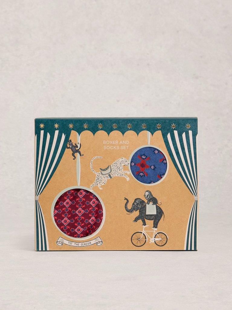 Boxers and Sock Gift Set in DK RED - MODEL FRONT