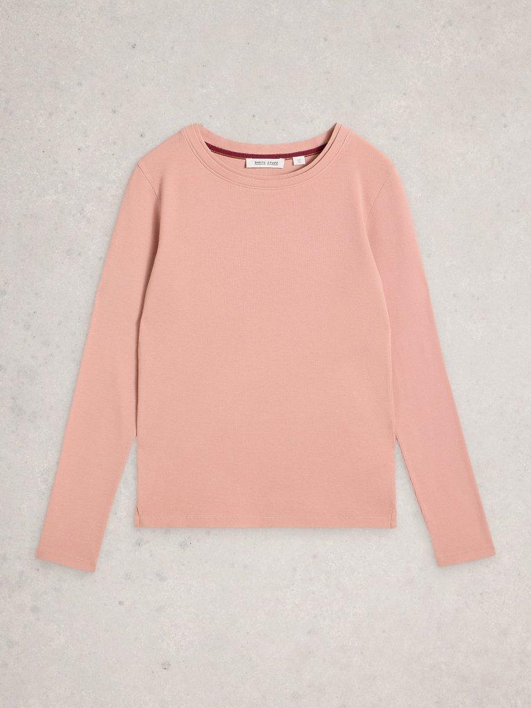 SADIE CREW NECK RIB TEE in DUS PINK - FLAT FRONT