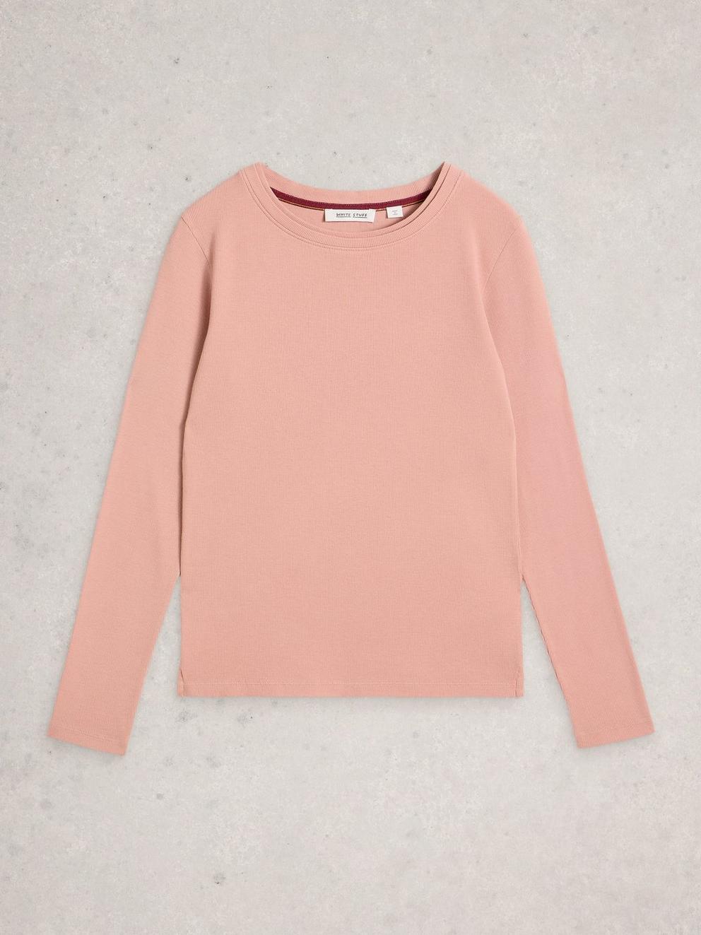 SADIE CREW NECK RIB TEE in DUS PINK - FLAT FRONT