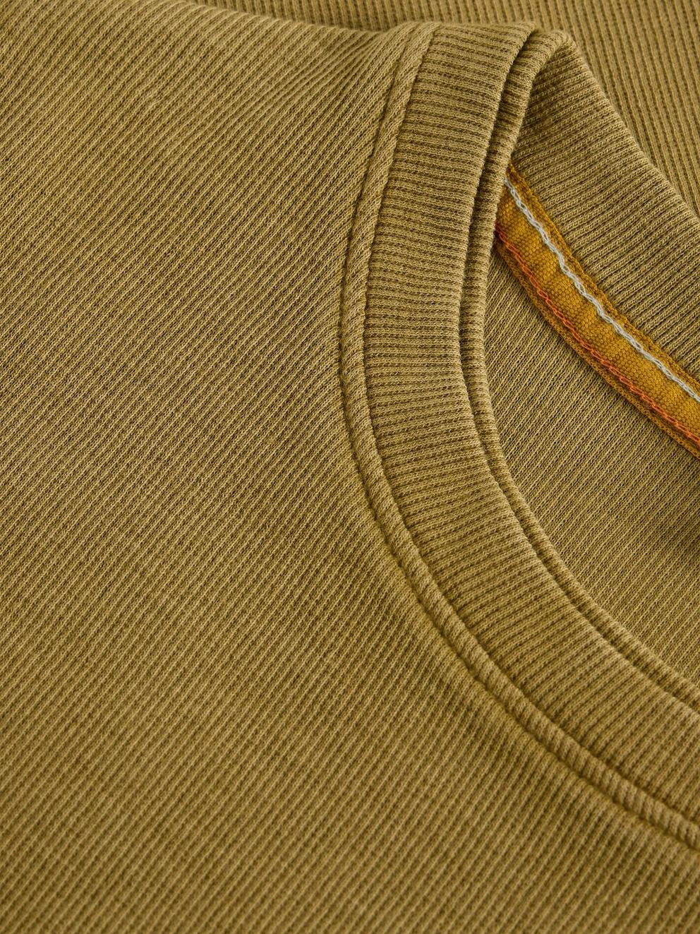 SADIE CREW NECK RIB TEE in KHAKI GRN - FLAT DETAIL