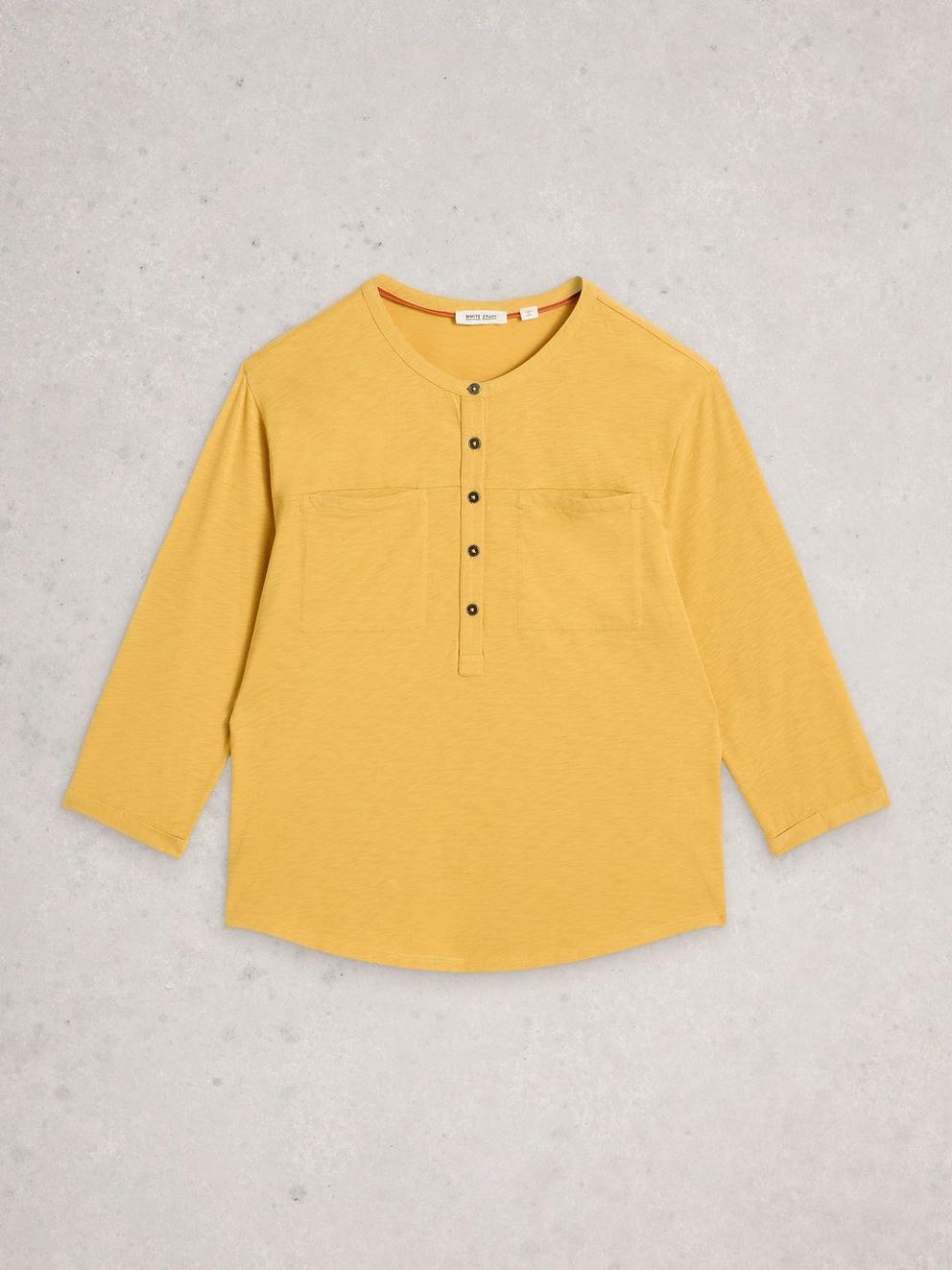 BETH HALF BUTTON SHIRT in MID CHART - FLAT FRONT