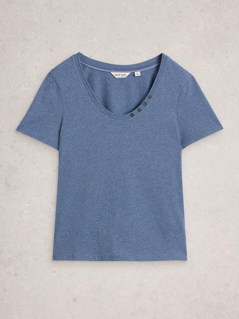 NADIA LONG SLEEVE TEE in MID BLUE - FLAT FRONT