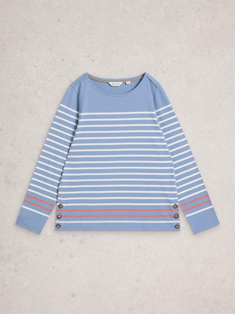 WILLOW LONG SLEEVE TOP in BLUE MLT - FLAT FRONT