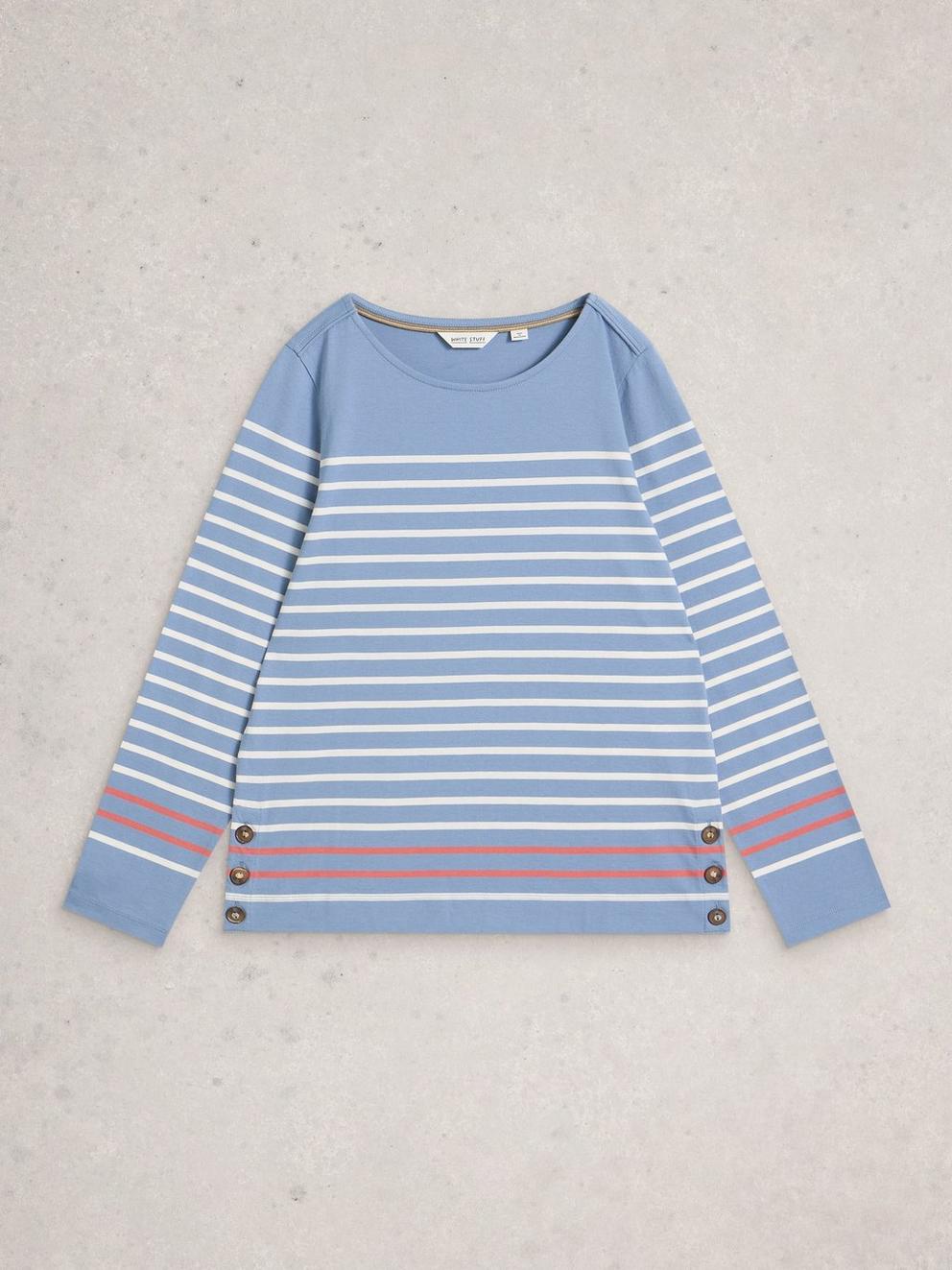 WILLOW LONG SLEEVE TOP in BLUE MLT - FLAT FRONT