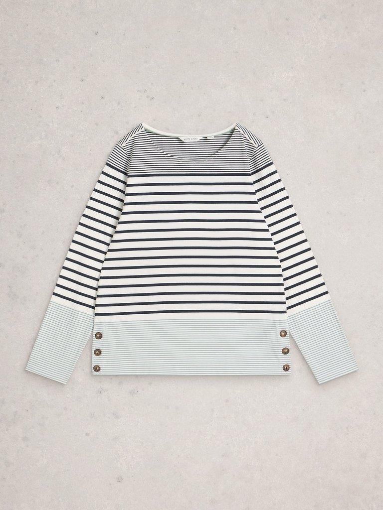 WILLOW LONG SLEEVE TOP in WHITE MLT - FLAT FRONT