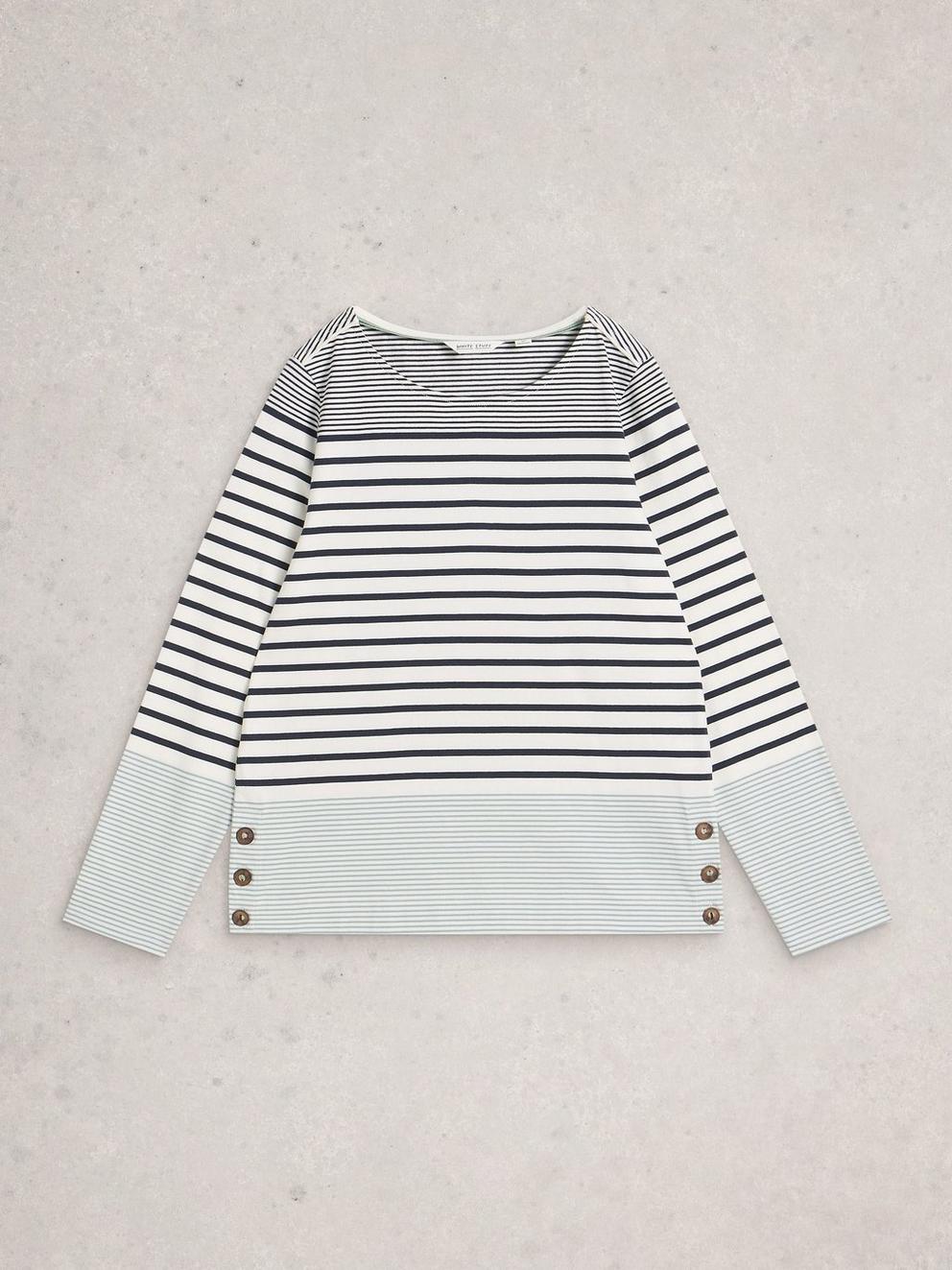 WILLOW LONG SLEEVE TOP in WHITE MLT - FLAT FRONT