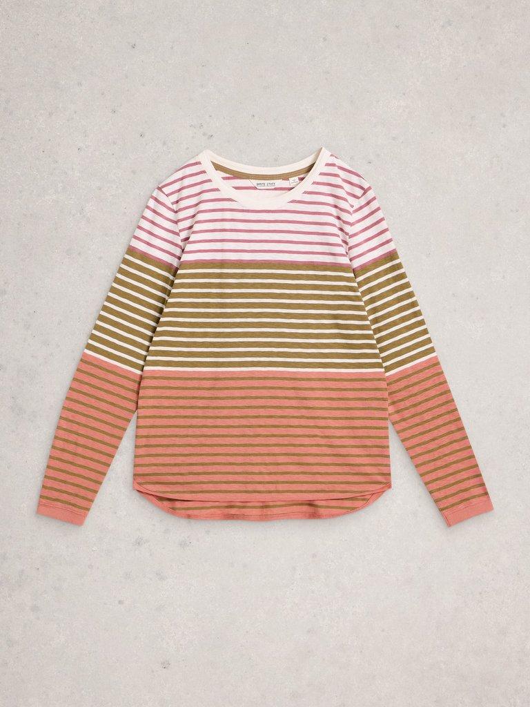 CLARA LS STRIPE TEE in GREEN MLT - FLAT FRONT