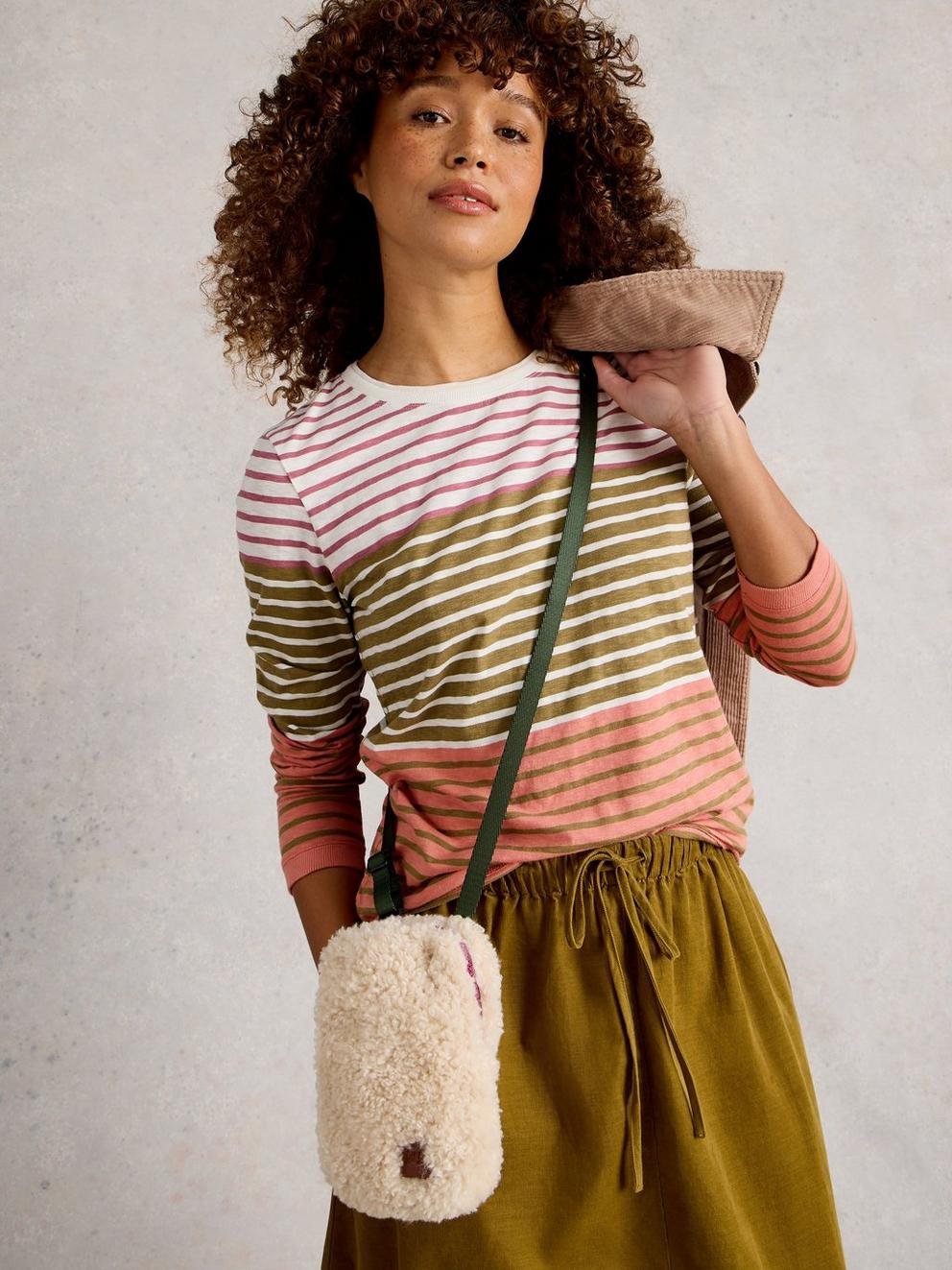 CLARA LS STRIPE TEE in GREEN MLT - LIFESTYLE