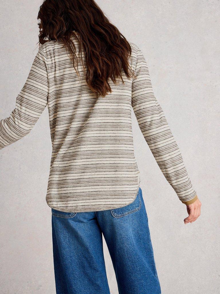CLARA STITCH TEE in LGT NAT - MODEL BACK