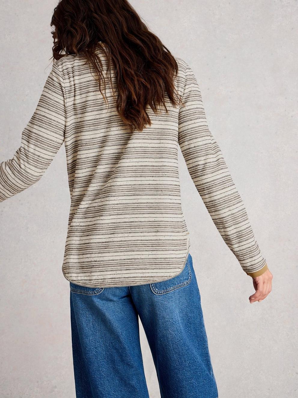 CLARA STITCH TEE in LGT NAT - MODEL BACK