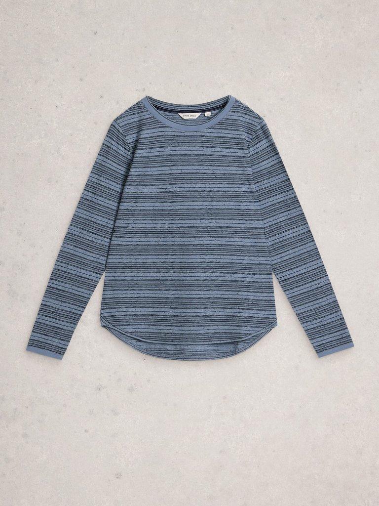 CLARA STITCH TEE in MID BLUE - FLAT FRONT