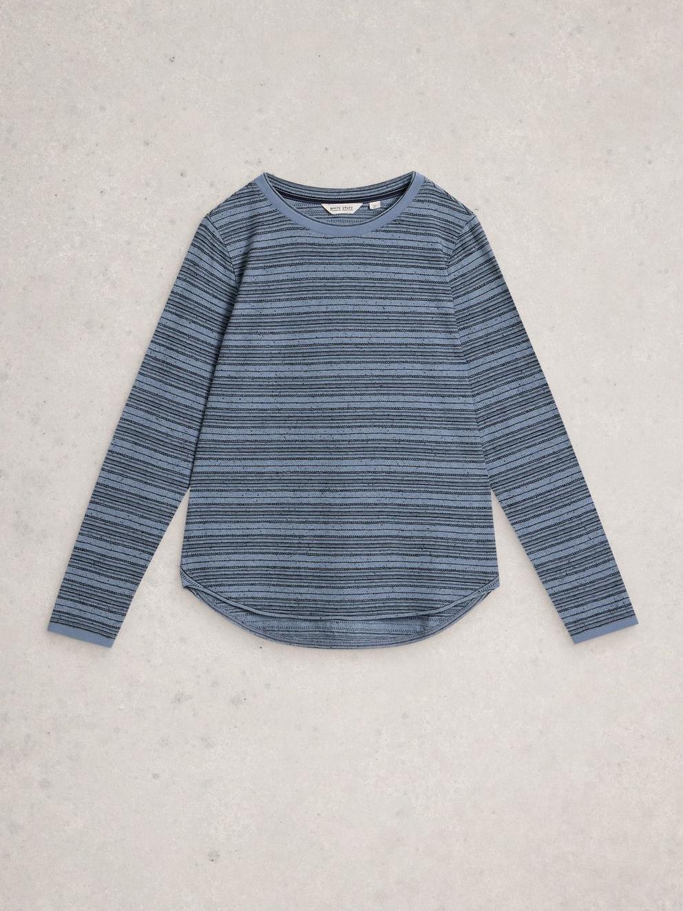 CLARA STITCH TEE in MID BLUE - FLAT FRONT
