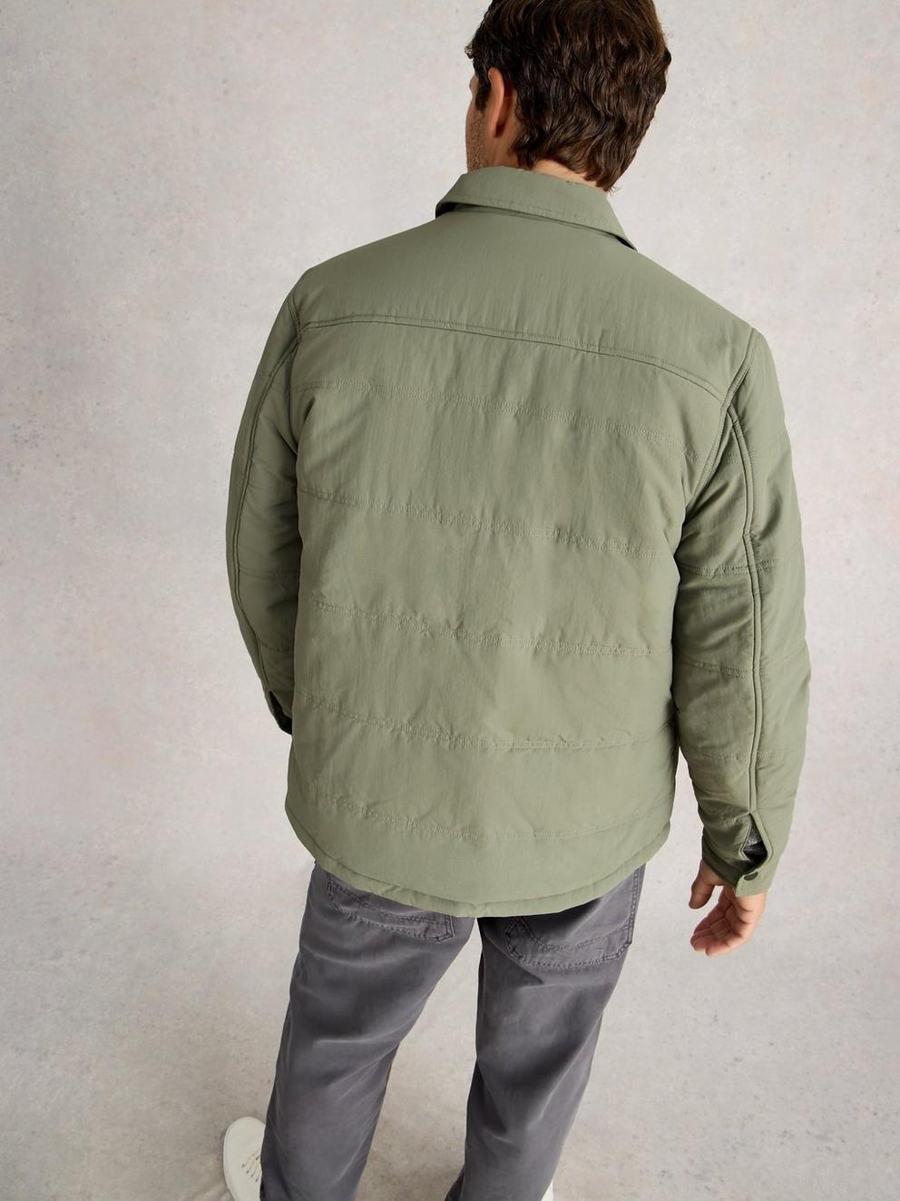Padded Shacket  in LGT GREEN - MODEL BACK