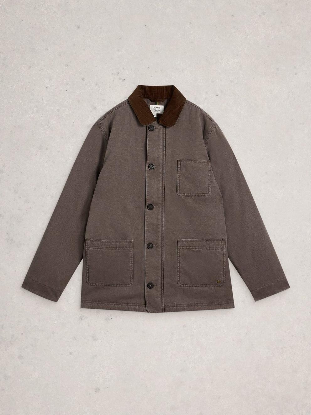 Utility Borg Lined Jacket in MID BROWN - FLAT FRONT