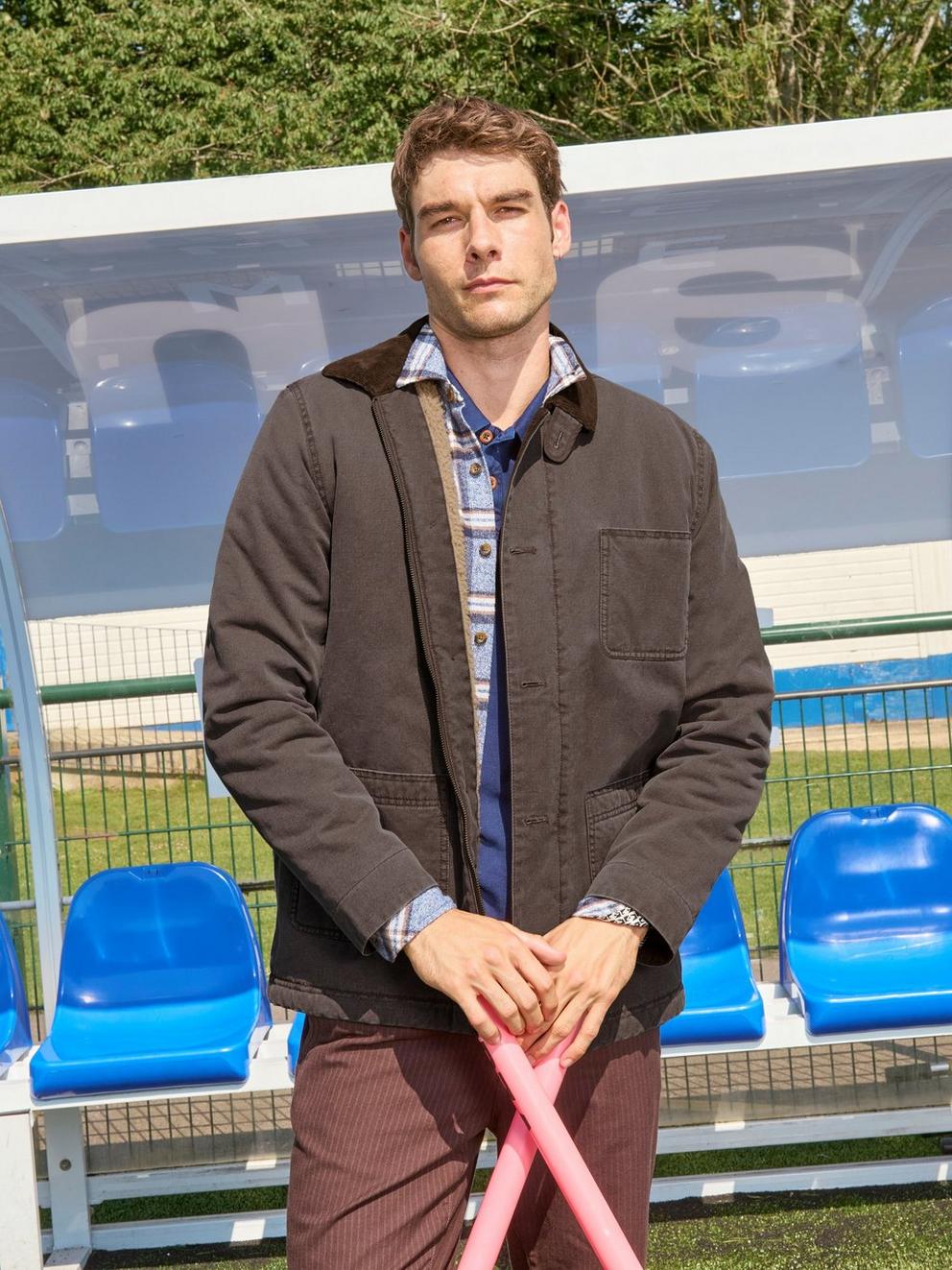 Utility Borg Lined Jacket in MID BROWN - MIXED