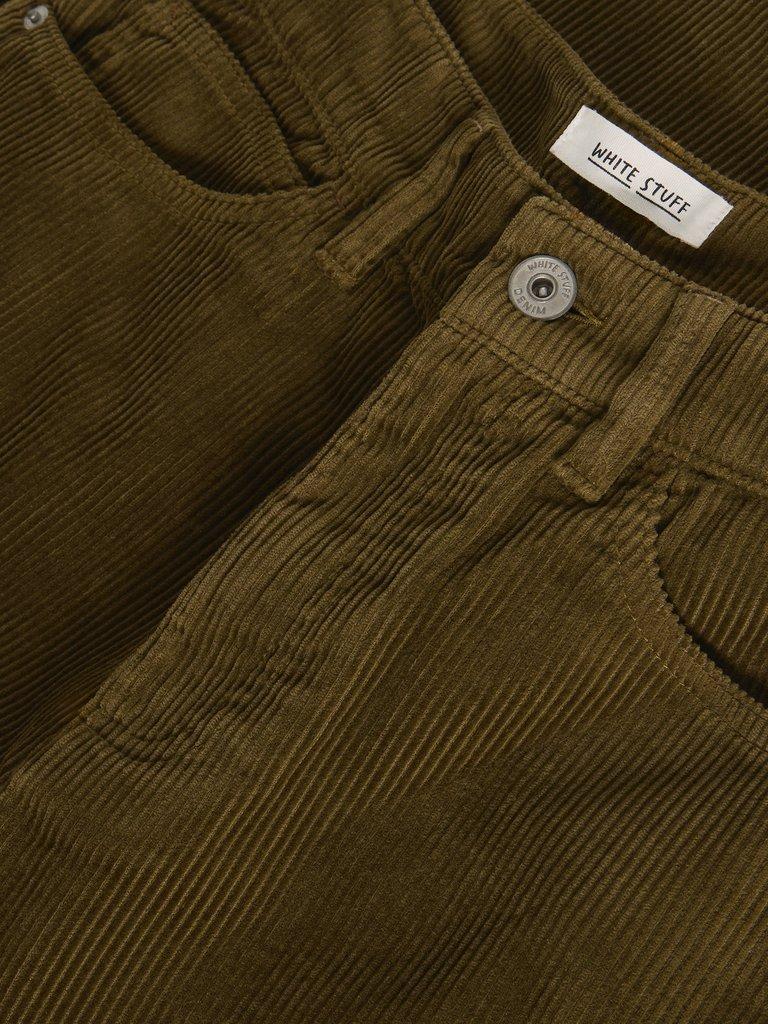 Ayla Cord Wide Leg Trouser in KHAKI GRN - FLAT DETAIL