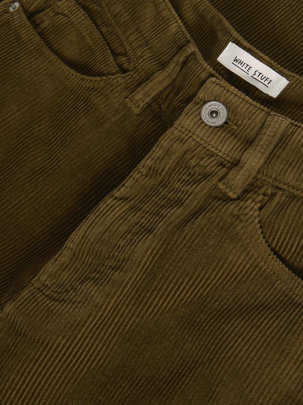 Ayla Cord Wide Leg Trouser in KHAKI GRN - FLAT DETAIL