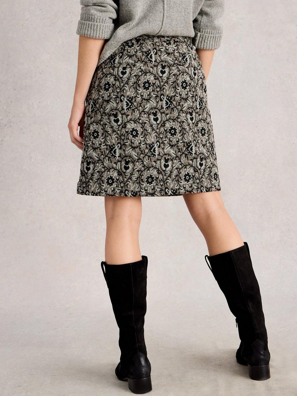 Coral Jacquard Skirt in GREY MLT - MODEL BACK