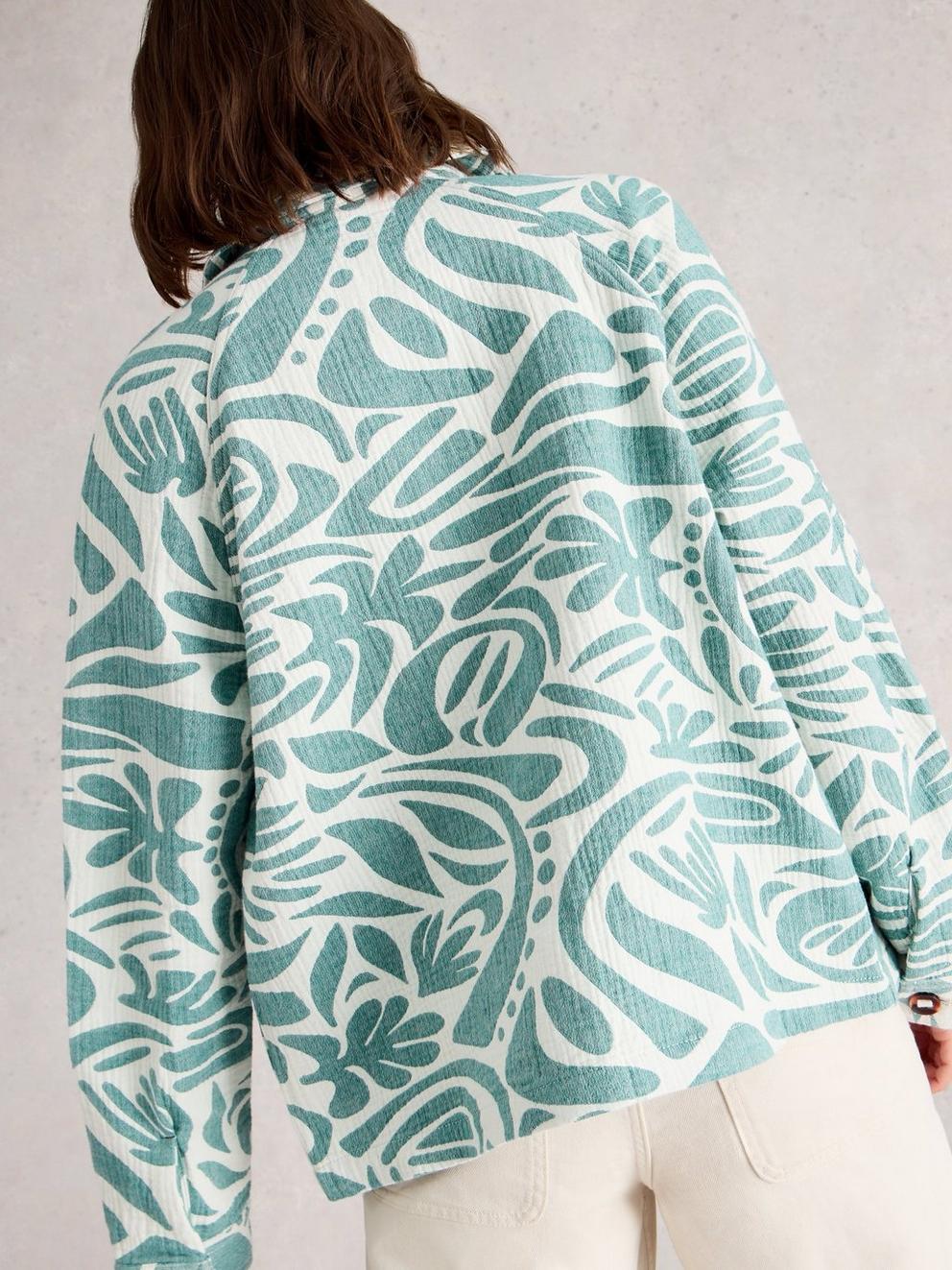 Eden Jacquard Jacket in BLUE MLT - MODEL BACK