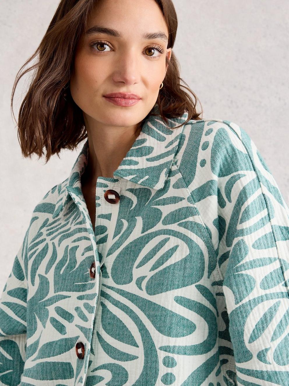Eden Jacquard Jacket in BLUE MLT - MODEL DETAIL