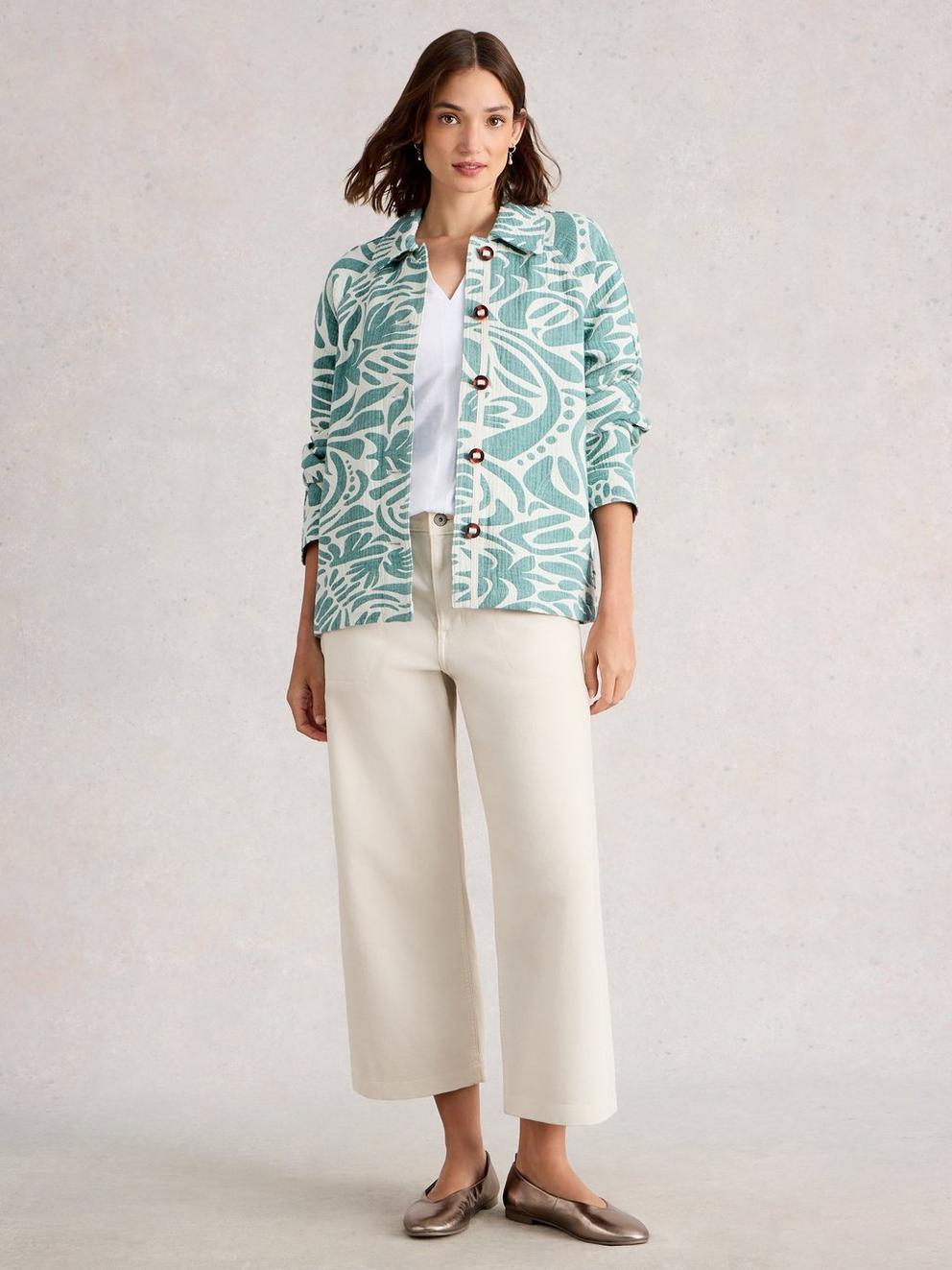 Eden Jacquard Jacket in BLUE MLT - MODEL FRONT