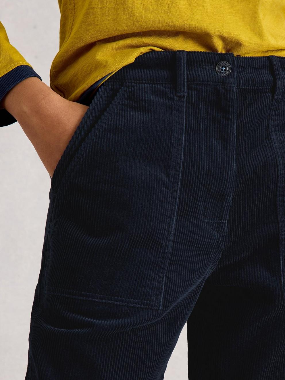 Twister Macro Cord Trouser in DARK NAVY - MODEL DETAIL