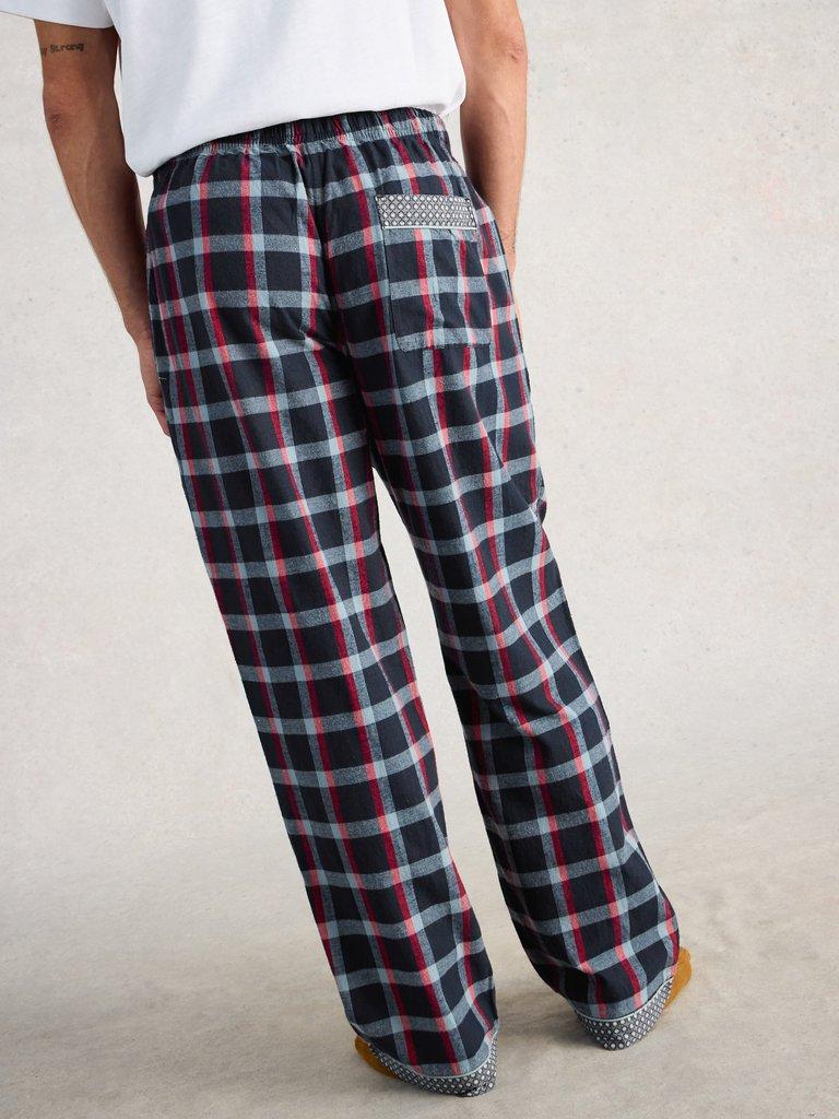 Flannel Moorland PJ Trousers in DARK NAVY - MODEL BACK