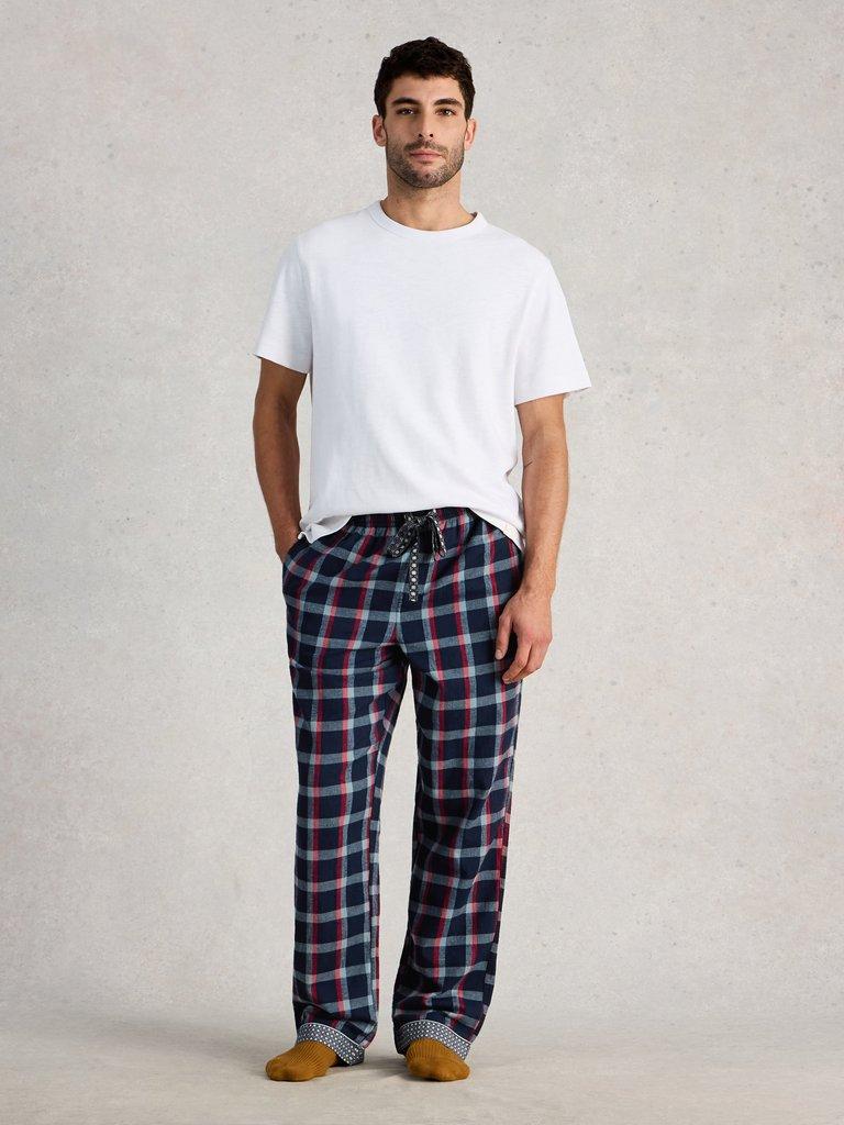 Flannel Moorland PJ Trousers in DARK NAVY - MODEL FRONT