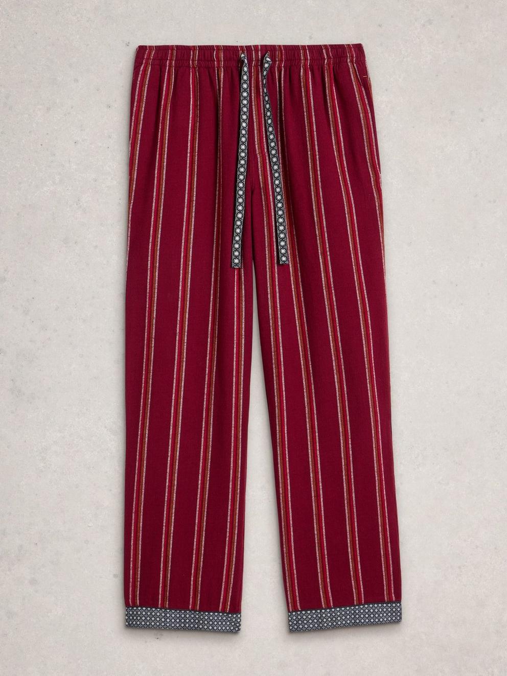 Flannel Moorland PJ Trousers in DK PLUM - FLAT FRONT