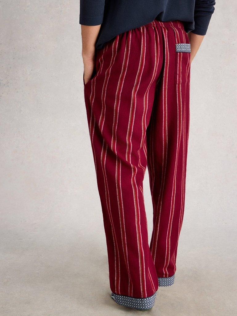 Flannel Moorland PJ Trousers in DK PLUM - MODEL BACK