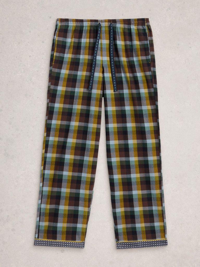Flannel Moorland PJ Trousers in GREEN MLT - FLAT FRONT