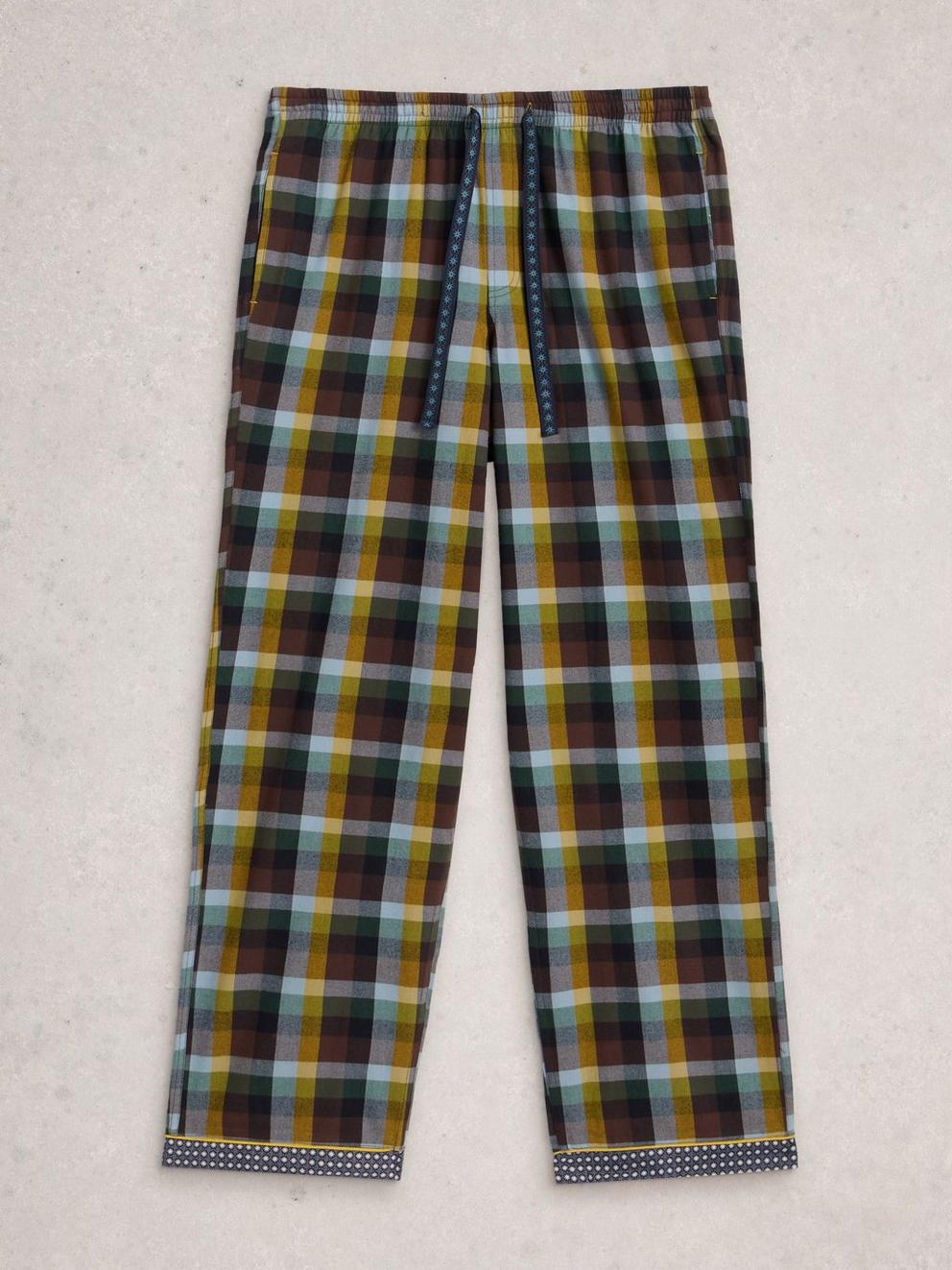 Flannel Moorland PJ Trousers in GREEN MLT - FLAT FRONT