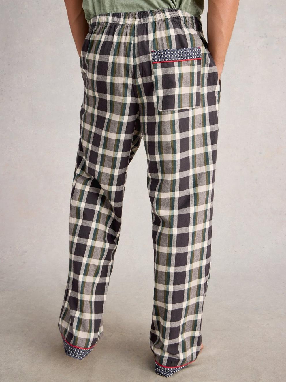 Flannel Moorland PJ Trousers in GREY MLT - MODEL BACK