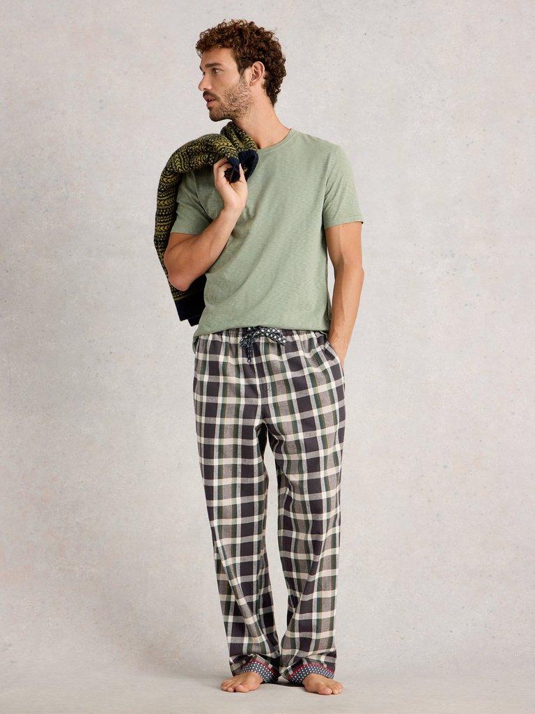 Flannel Moorland PJ Trousers in GREY MLT - MODEL FRONT