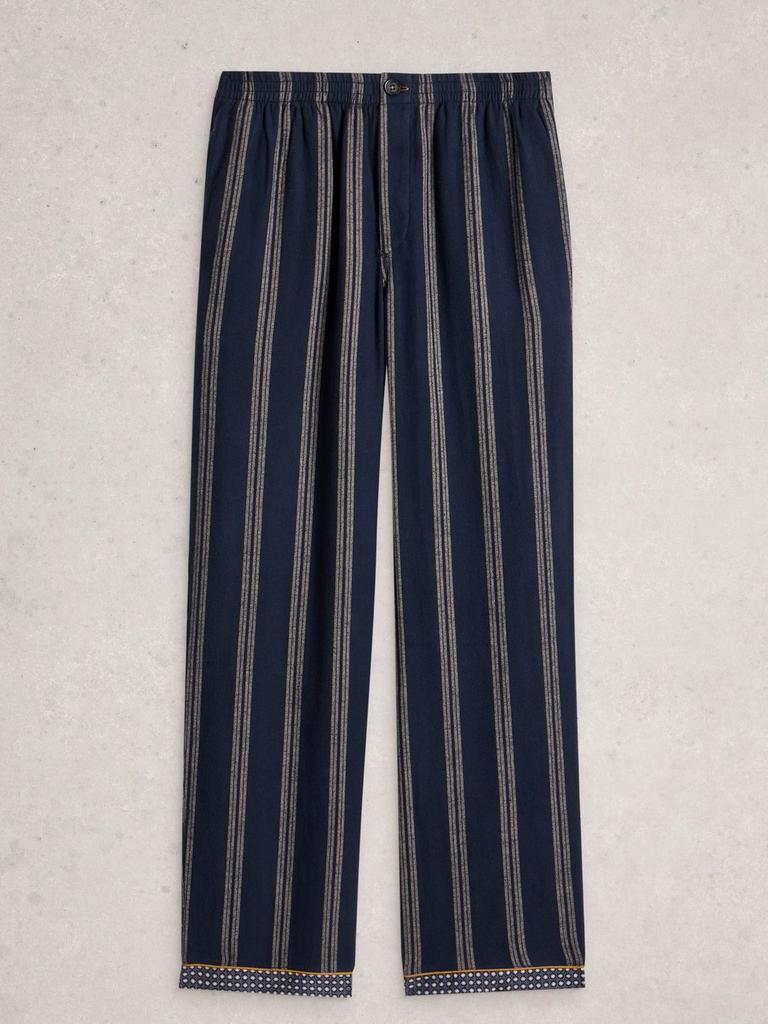 Flannel Moorland PJ Trousers in NAVY MULTI - FLAT FRONT