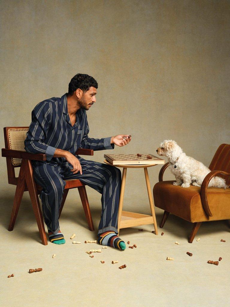 Flannel Moorland PJ Trousers in NAVY MULTI - MIXED