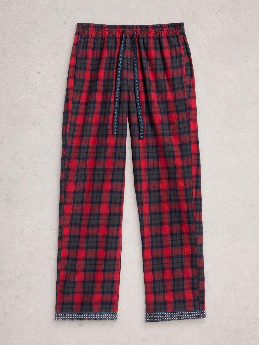 Flannel Moorland PJ Trousers in RED MLT - FLAT FRONT