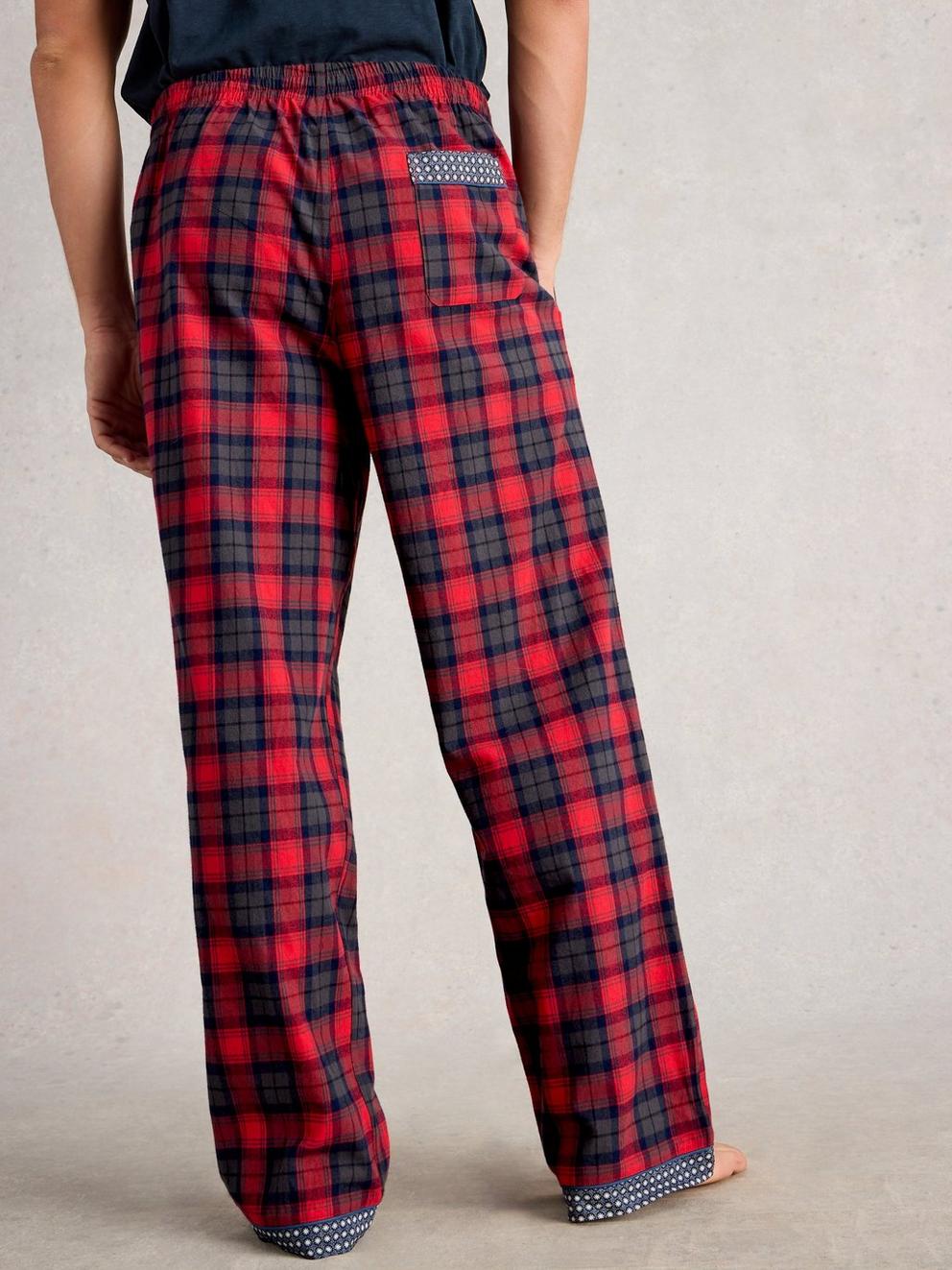 Flannel Moorland PJ Trousers in RED MLT - MODEL BACK