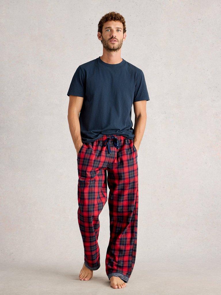 Flannel Moorland PJ Trousers in RED MLT - MODEL FRONT