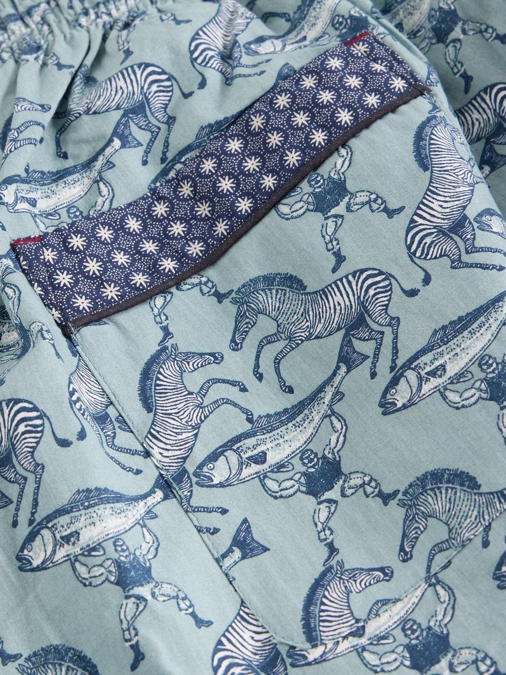 Wells Printed PJ Trouser in BLUE PR - FLAT DETAIL