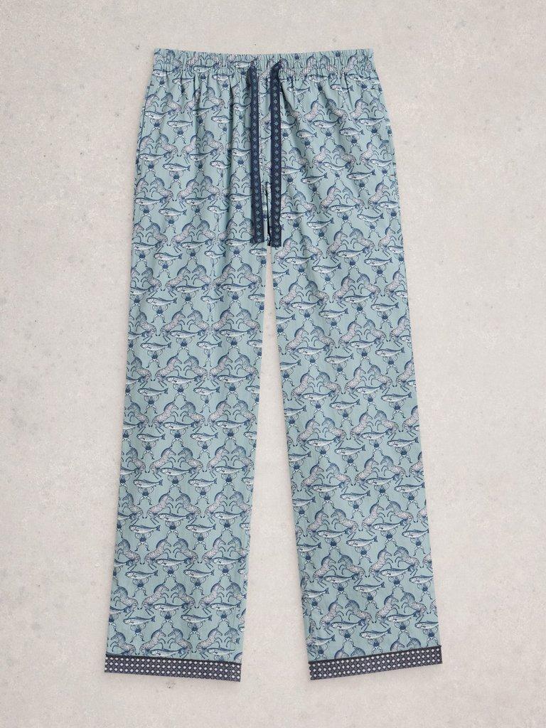 Wells Printed PJ Trouser in BLUE PR - FLAT FRONT