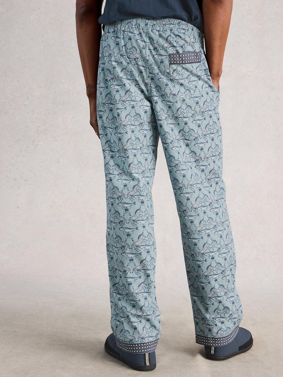Wells Printed PJ Trouser in BLUE PR - MODEL BACK