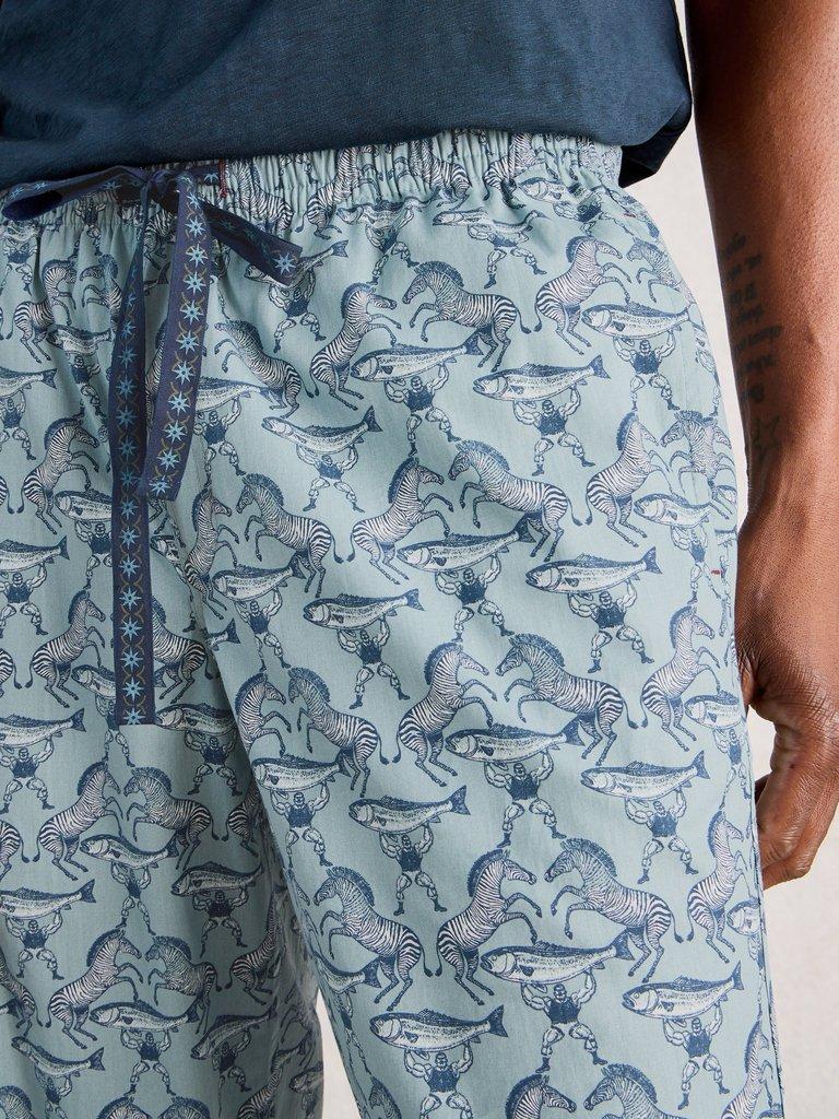 Wells Printed PJ Trouser in BLUE PR - MODEL DETAIL