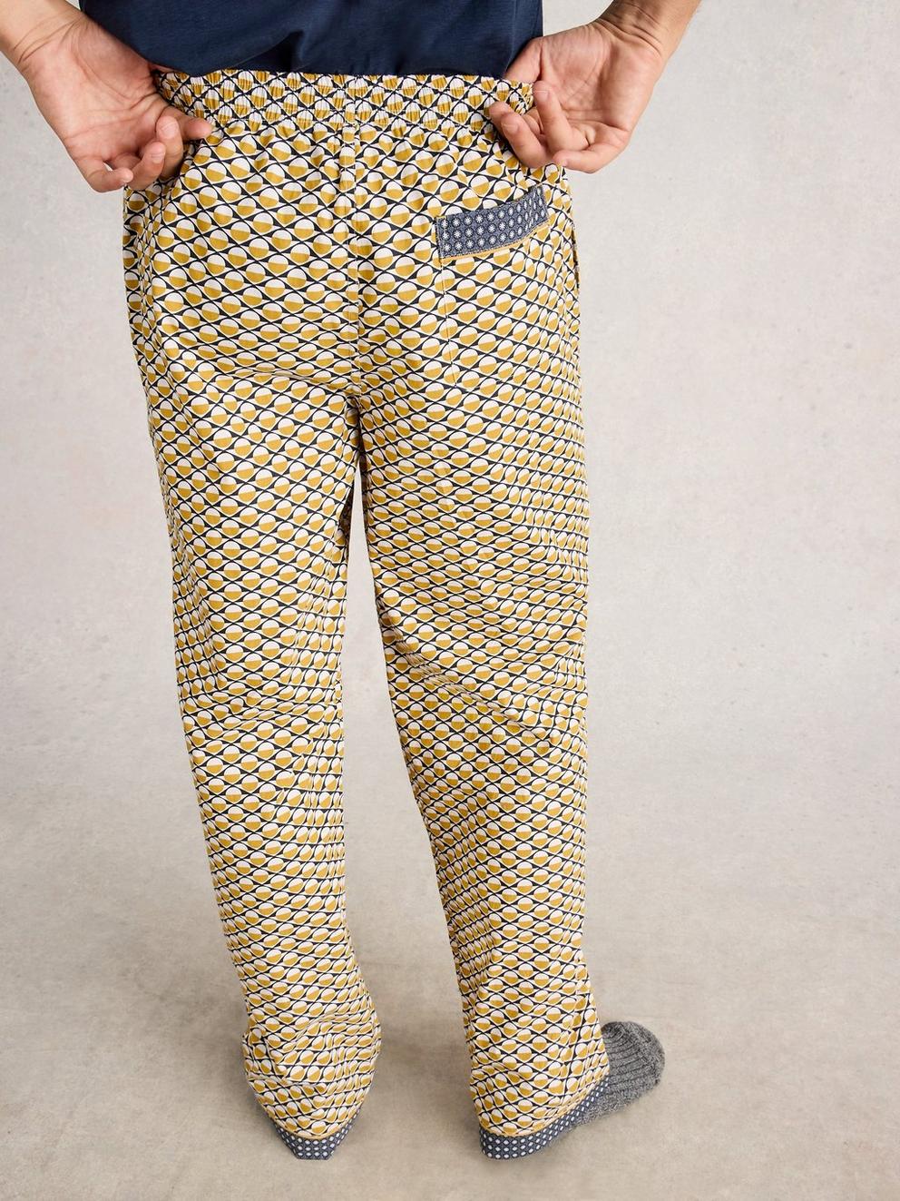 Wells Printed PJ Trouser in YELLOW PR - MODEL BACK
